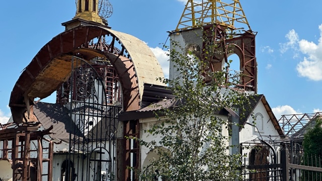 Destroyed church in Luhansk area.
