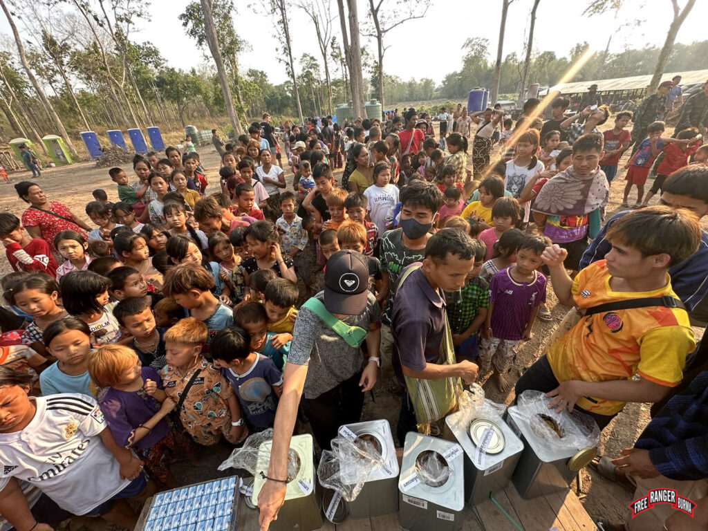 Distributing food to refugees.