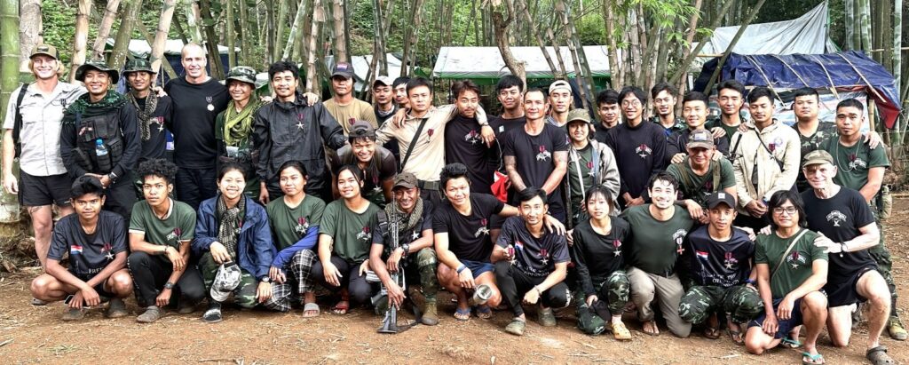 Sai Tway, far left in the front row, after receiving the Silver Star award for valor.