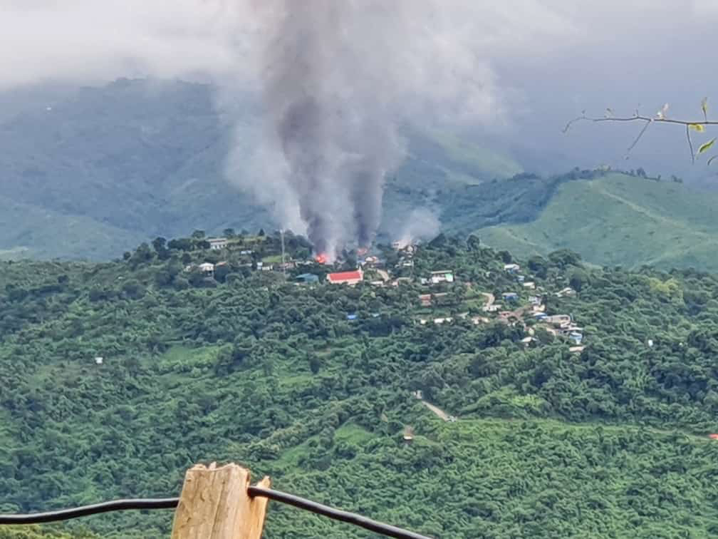 Haimual Village burning.