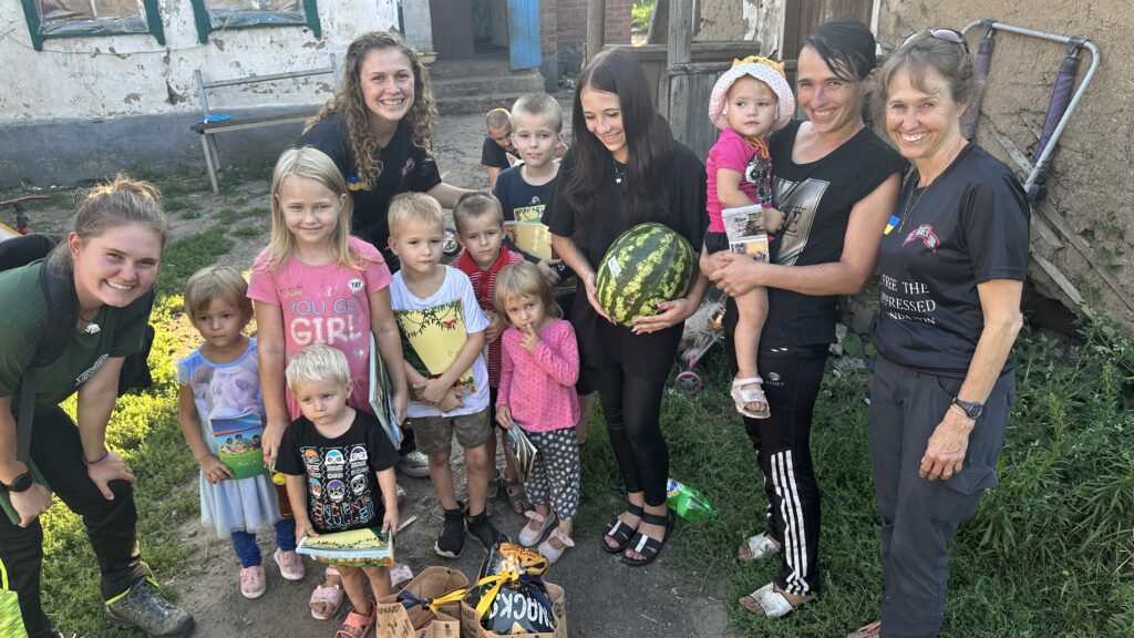 Eubank family with families in Ukraine.