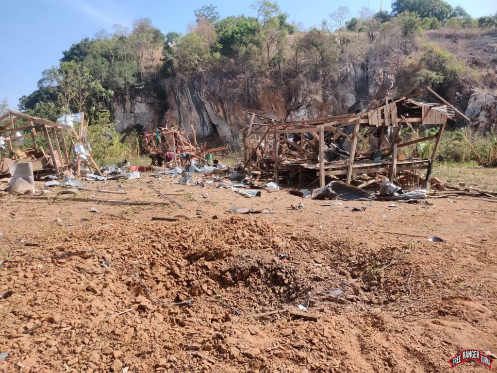 Civilian buildings destroyed by airstrikes.