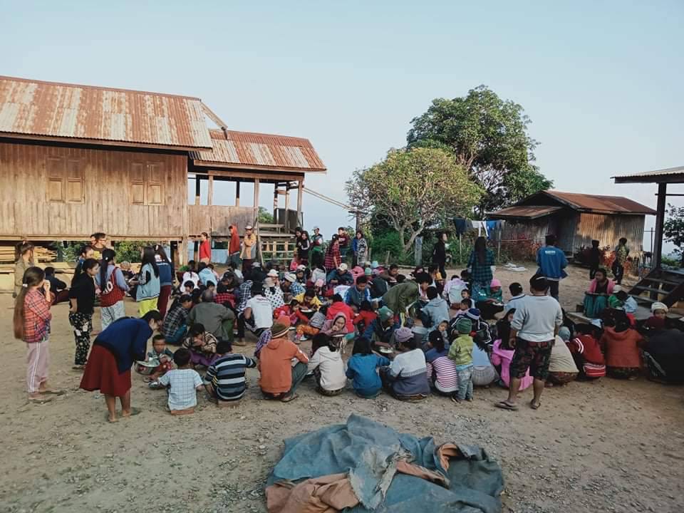 Above: Some of Chaungkhuah IDPs take food for dinner at Zatual village Webula area Falam township, this one is sent by the pdf battalion commander of Webula.
