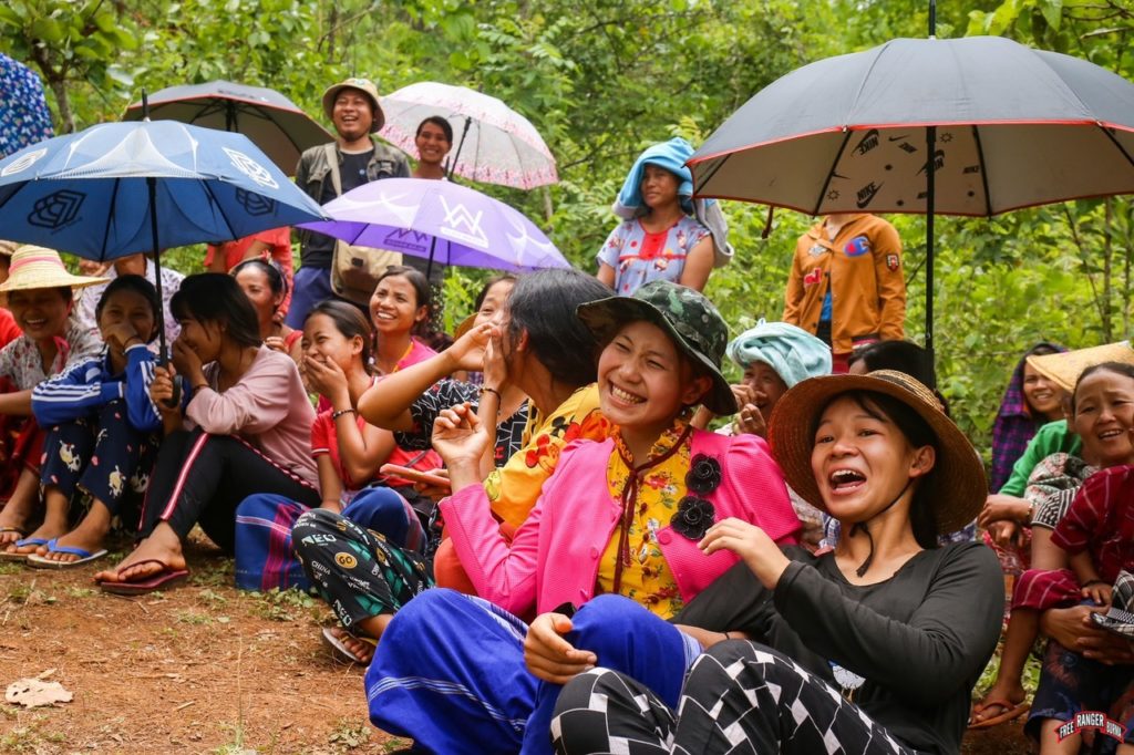 Families in hiding laugh with the FBR team during GLC.