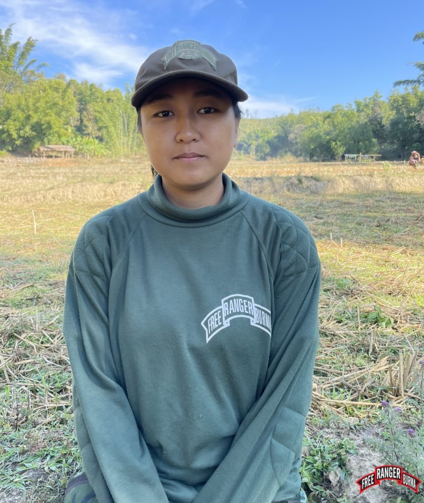 Nway Nway is a 21-year-old woman from Shan State. Before the coup she attended school. She says she joined FBR because “Rangers ‘love each other.' Even to the enemy. And follow God’s guidance, unlike other organizations. They also put God first.” Before coming to FBR she was a Buddhist. When asked how we could pray for her she said, “Please pray that if possible, there won’t be any loss from our side. And for the revolution to be over soon. And for the other side and Min Aung Hlaing to surrender. If that happens, it will be over. The main thing is their hearts. If their heart is changed. I don’t want our people to get hurt anymore.”