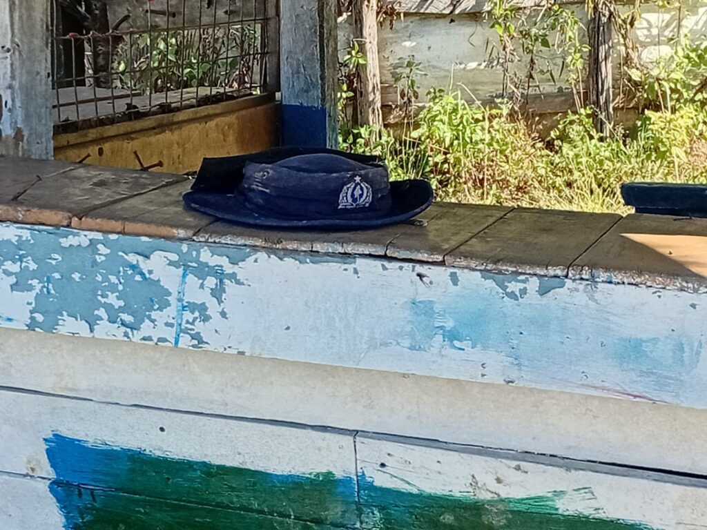 Burma police hat abandoned.