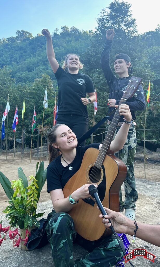 Singing the Ranger song at the graduation ceremony.