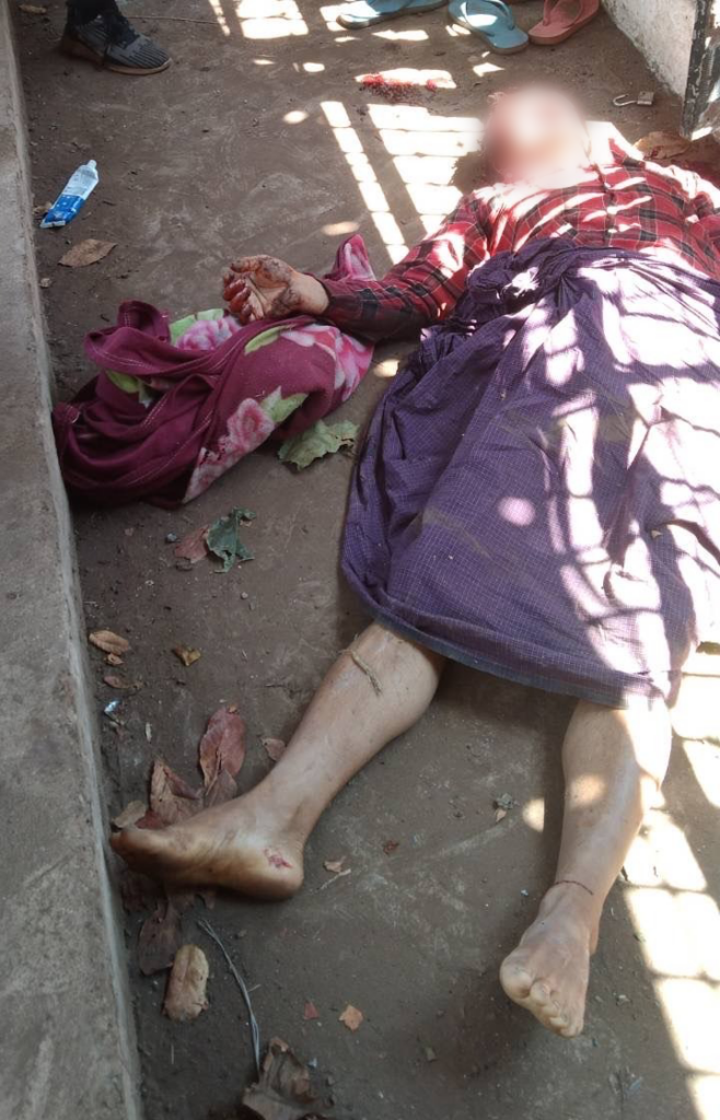 This woman was killed by bombing from Burma military jets.
