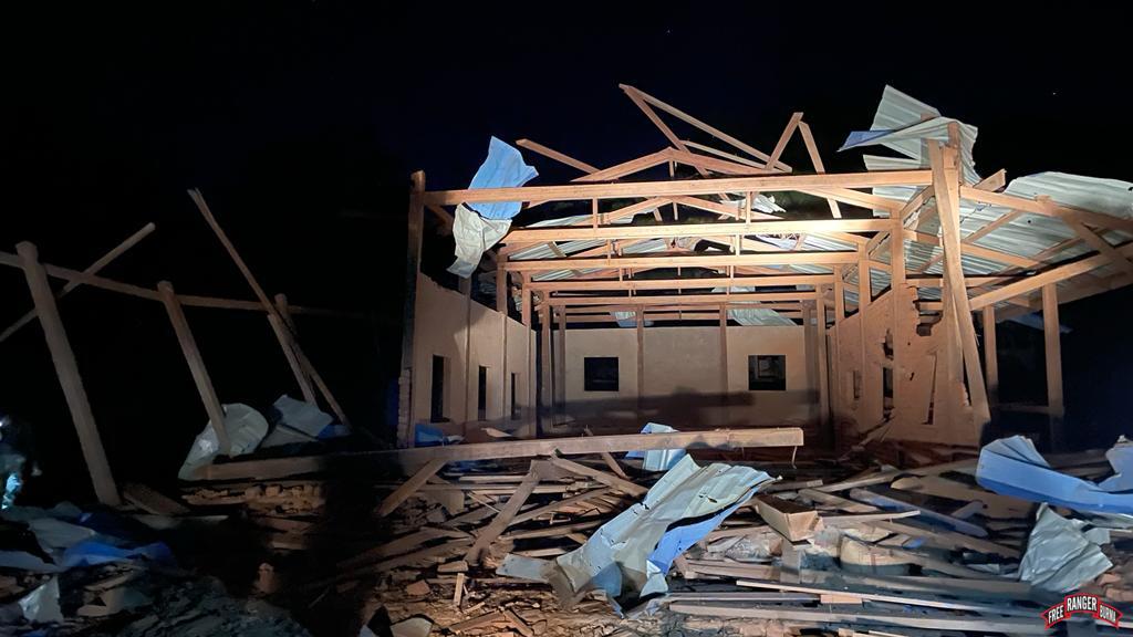 Destroyed church in Lay Wah.