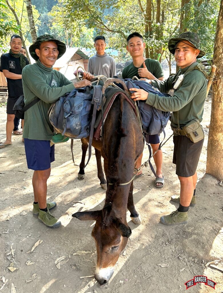 Rangers pack mules durring the final exercise.