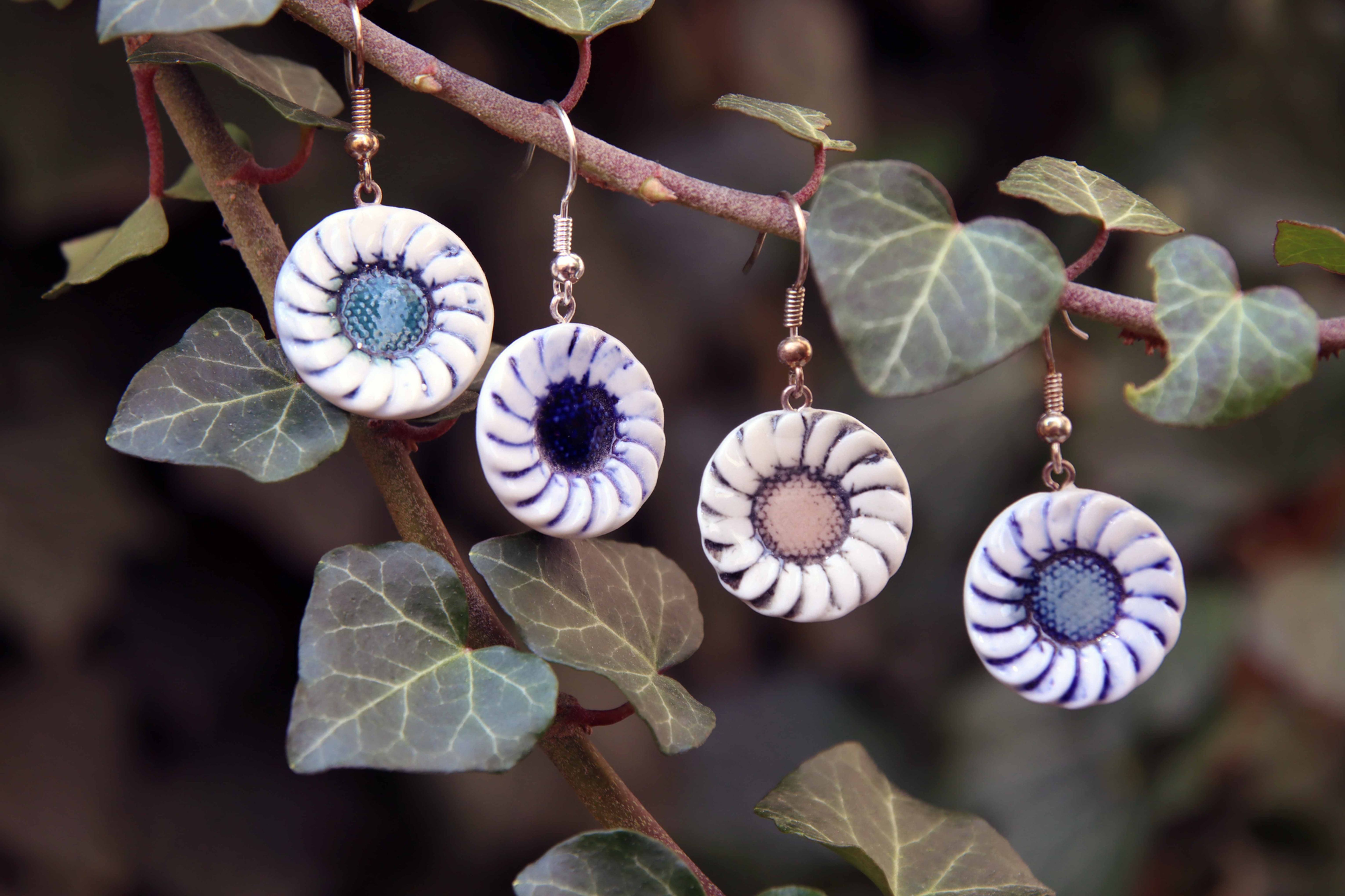 Porcelain earrings - garlands