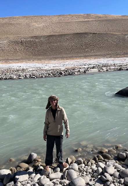 Pete in the upper Wahkan, Afghanistan across the river
