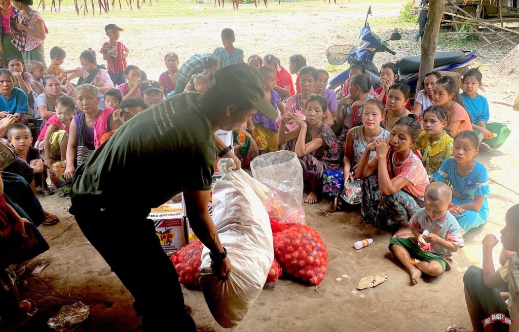 FBR giving out food supplies to displaced families.