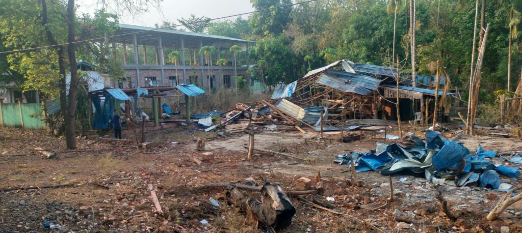 Buildings destroyed by bombing.