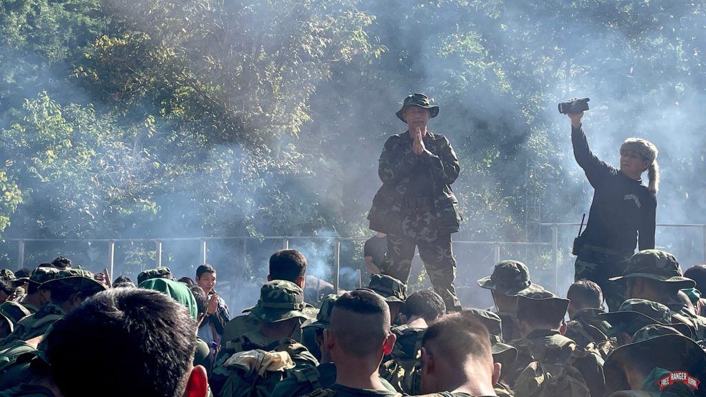 Karen pastor Edmund leads prayer during the final exercise