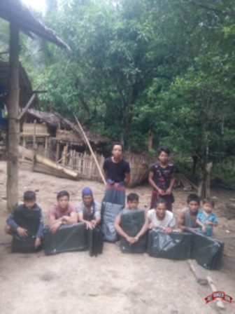 Tarps given to villagers.