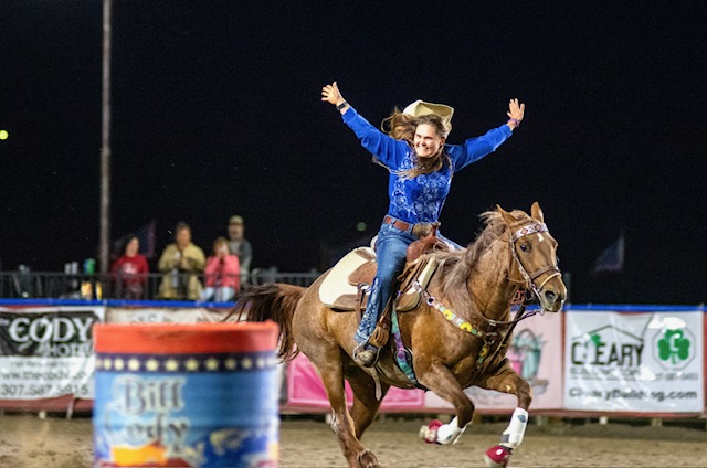 Sahale celebrates as she heads to the finish line.