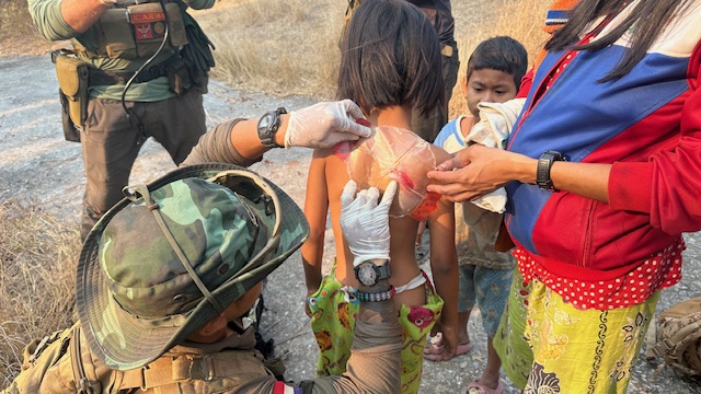 Seven-year-old girl been treated for shrapnel wound.