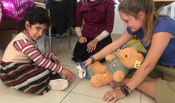 Playing at our office.