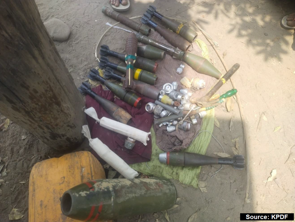 Leftover mortar rounds and bombs from the Burma Army after the battles.