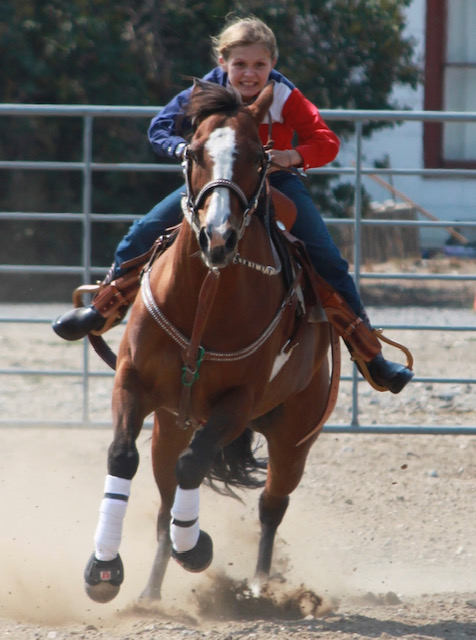Suu races and wins on Cricket, at Go Mama Go rodeo in Powell, Wyoming. 