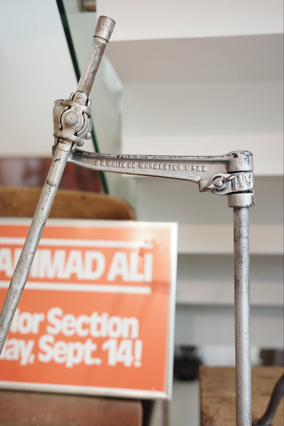 Thumbnail: Original 1920’s Vintage OC White table mounted lamp.