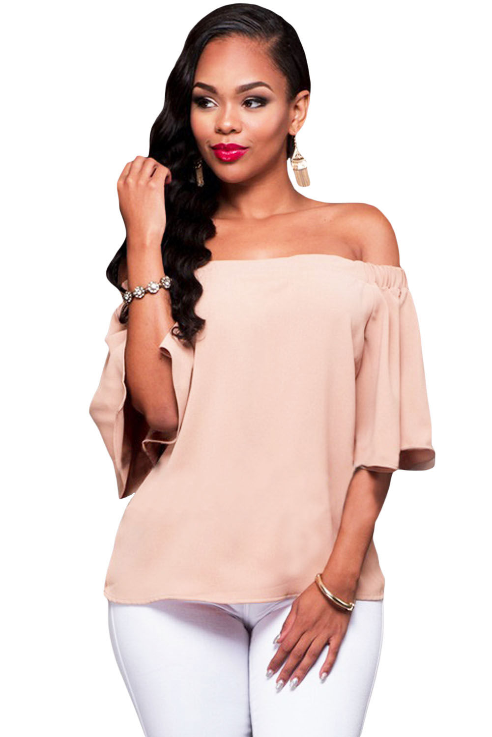 Pink Off-the-shoulder Top