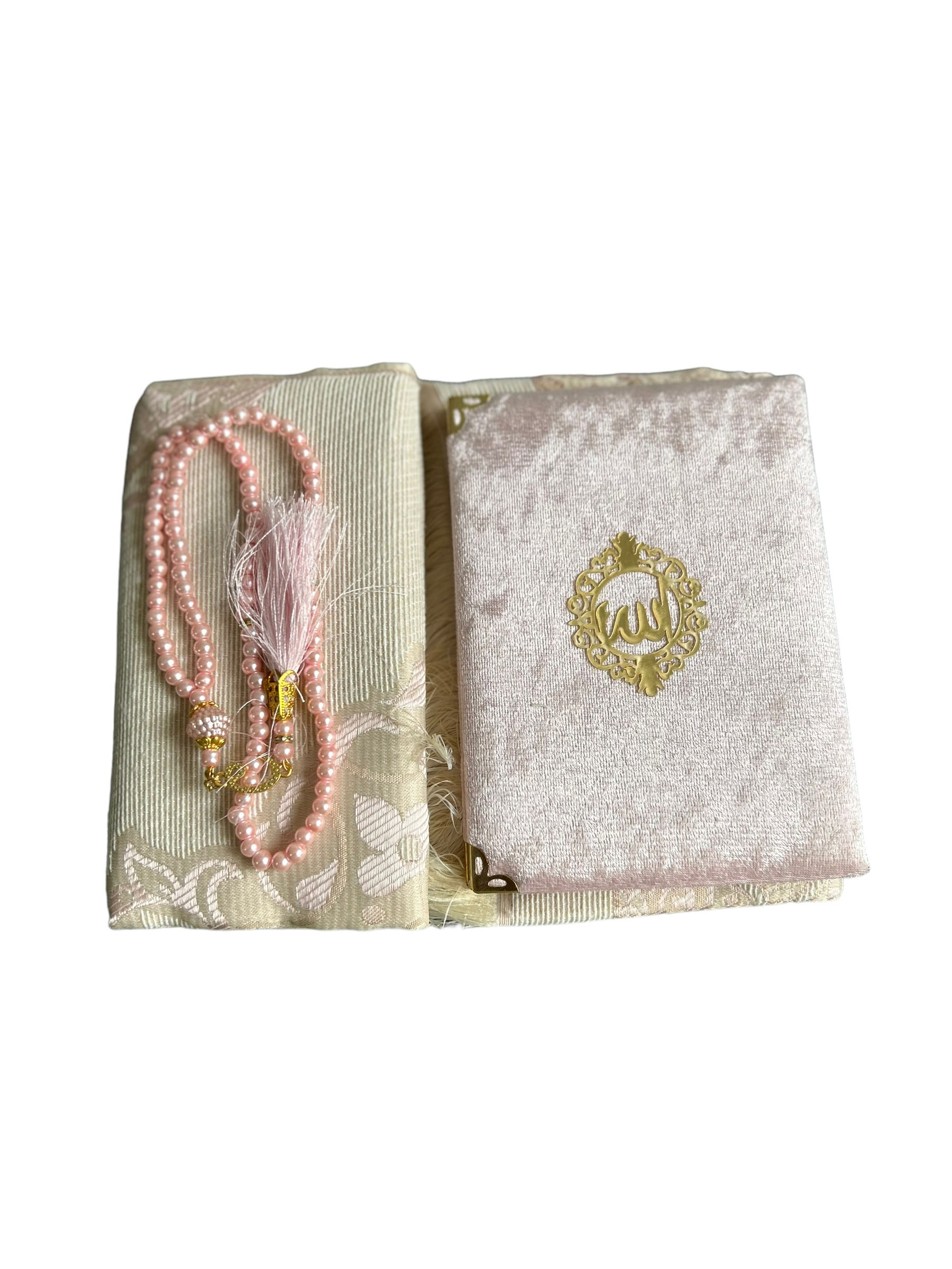 coffret tapis de prière, tasbih et coran.
