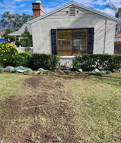 Completed main water line replacement with yard restored after trenching in Pasadena
