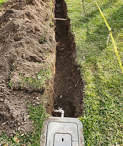 Trench excavation for new residential water line installation in Pasadena