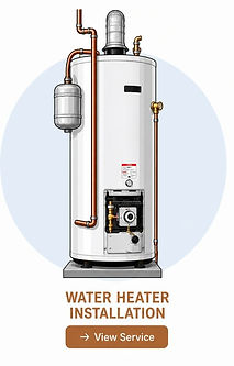 Illustration of a professional water heater installation with expansion tank and copper piping by Altadena Handyman.