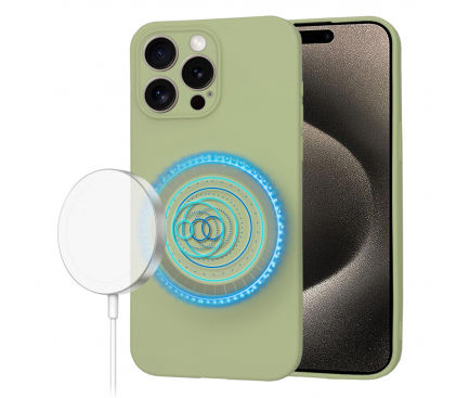 Husa Mag Safe pentru Apple iPhone 15 Pro Max, Techsuit, SoftFlex,Verde Matcha