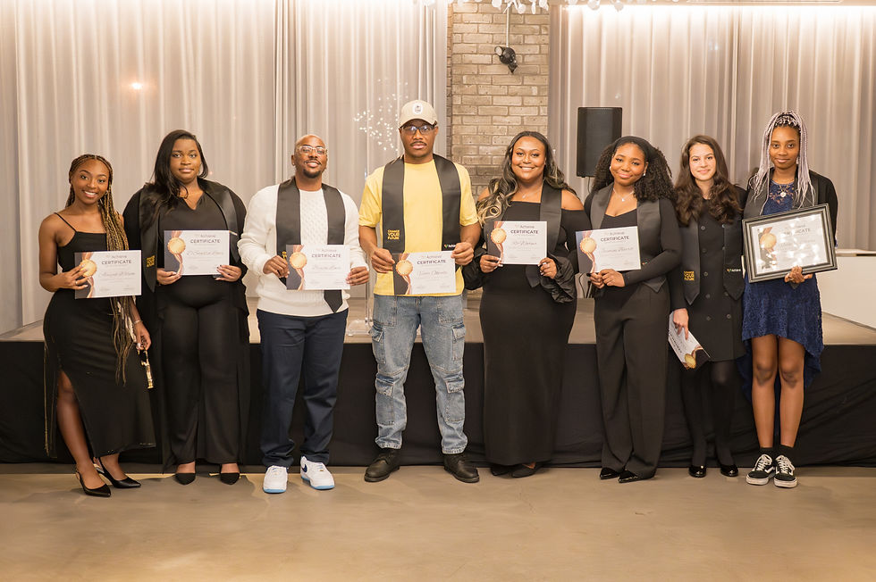 Group of graduates holding diplomas, smiling at the camera and ready for future.