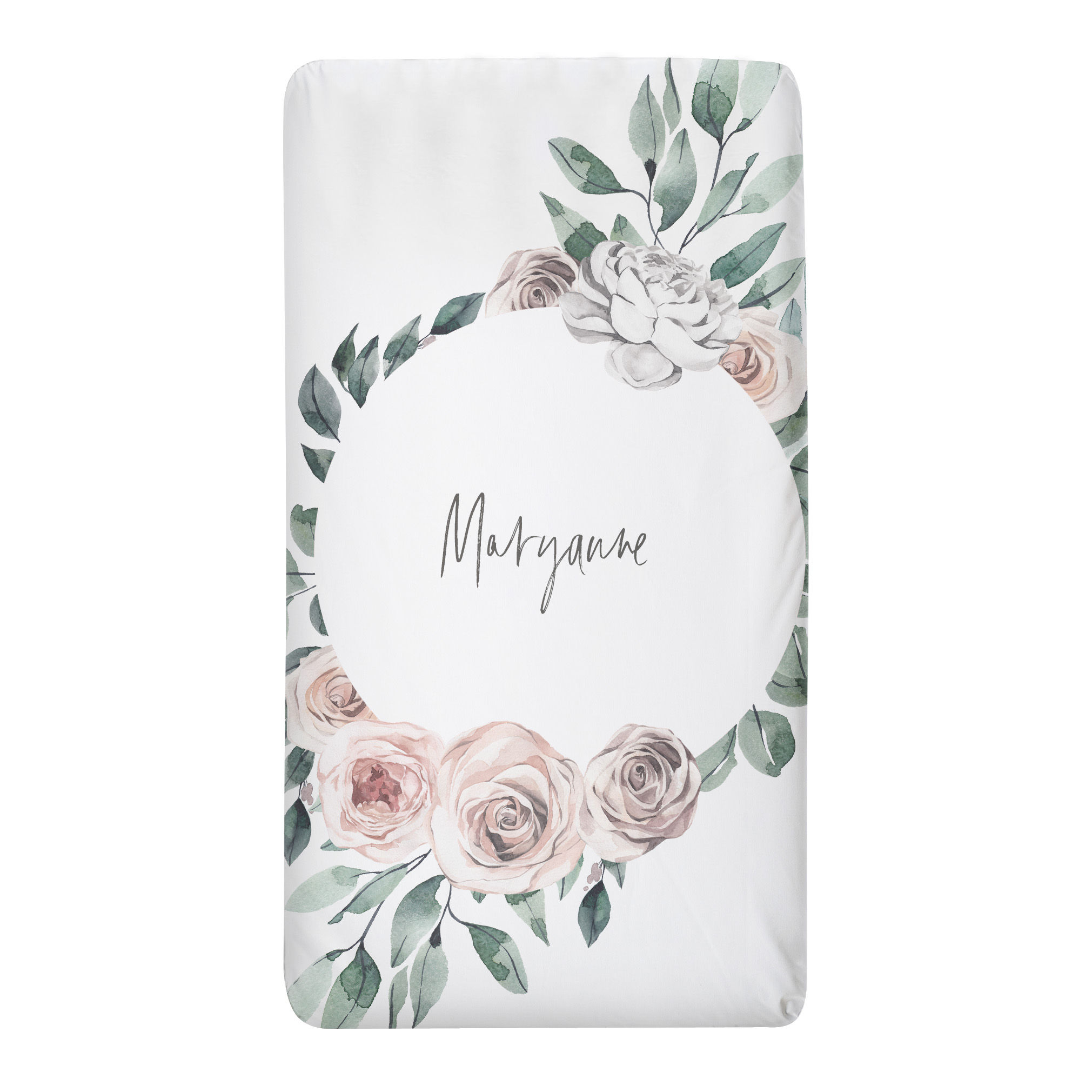 Personalized crib fitted sheet - Boho wreath