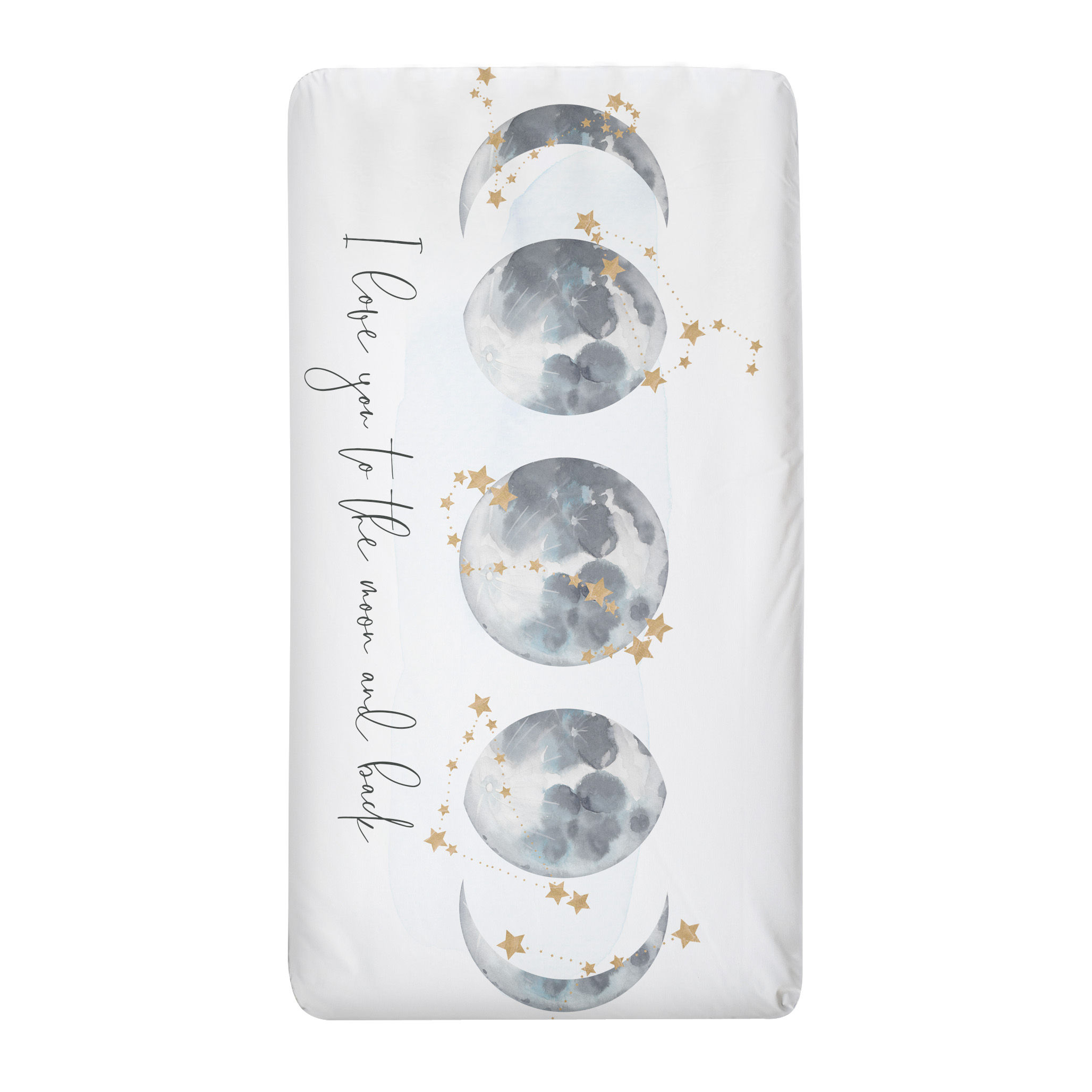 Personalized crib fitted sheet - I love U to the moon and back blue
