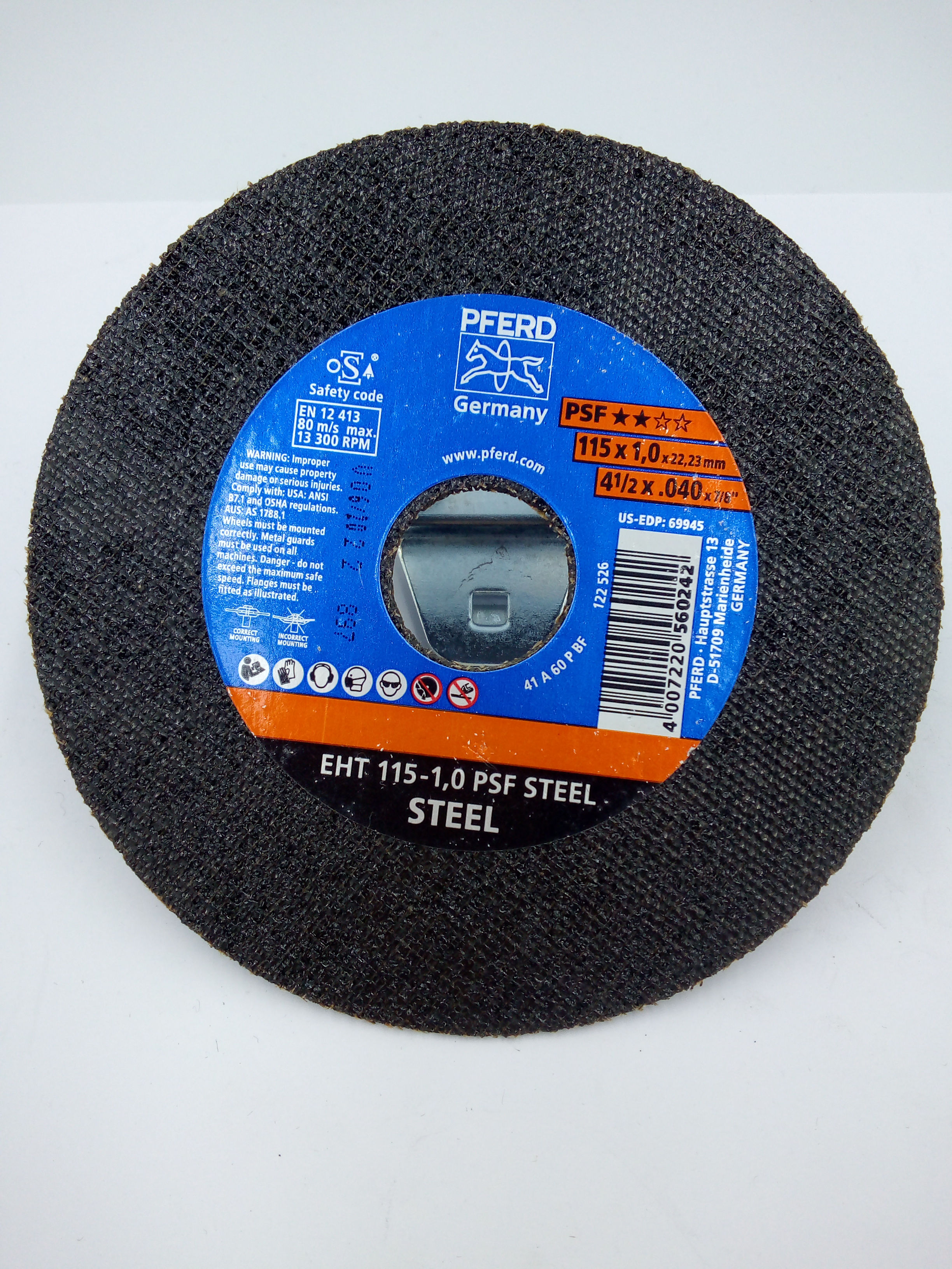 Disco de Corte PFerd (Alemania) PSF0242 4.5" Pack25pza.