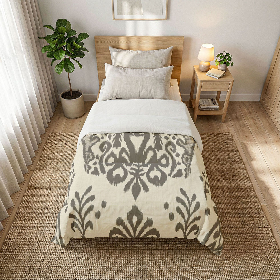 Thumbnail: Artisan Ikat Cotton Comforter - Taupe