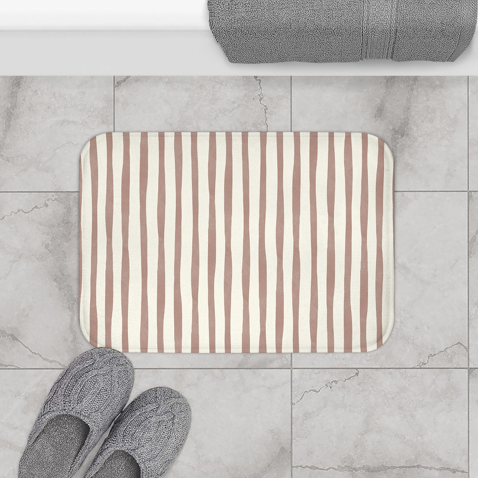 Thumbnail: Dusty Rose Striped Bath Mat 