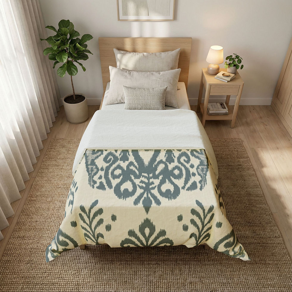 Thumbnail: Artisan Ikat Cotton Duvet Cover — Slate Blue