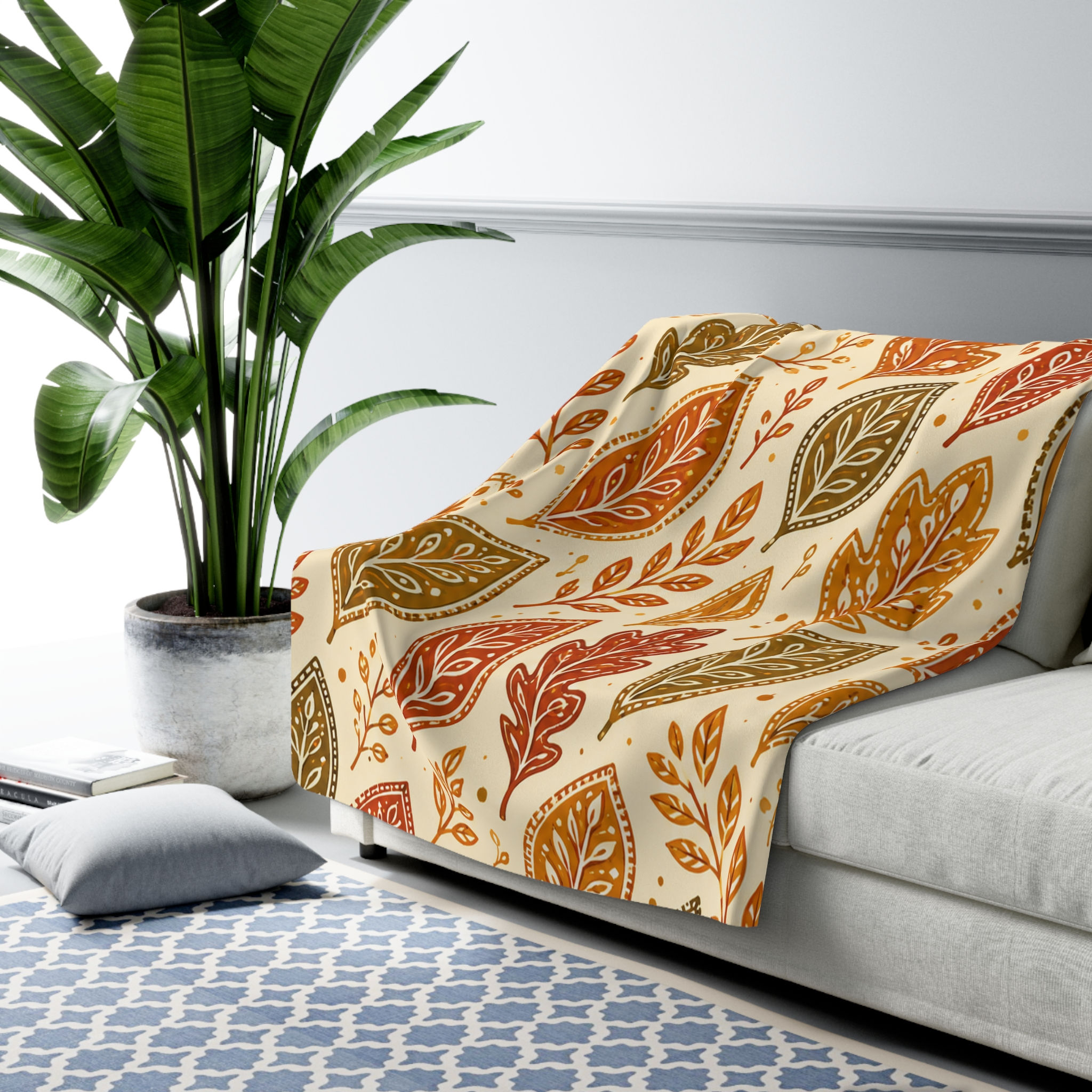 Burnished Leaves Sherpa Blanket