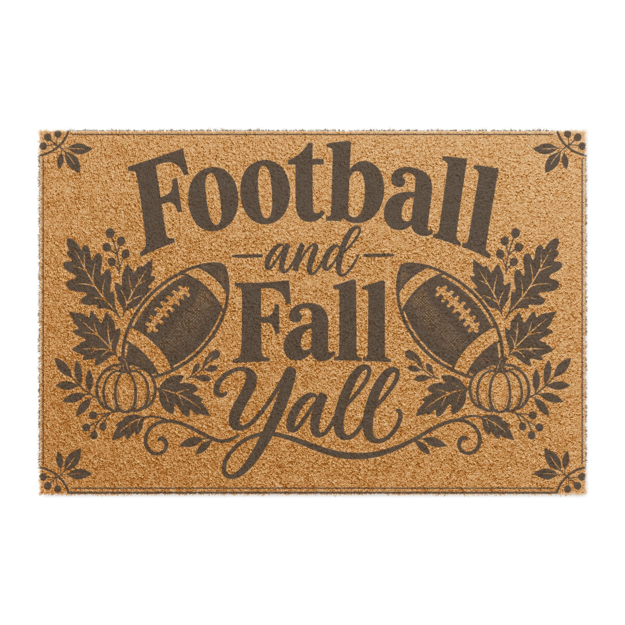 Doormat — "Football and Fall Y'all" Seasonal Welcome Mat
