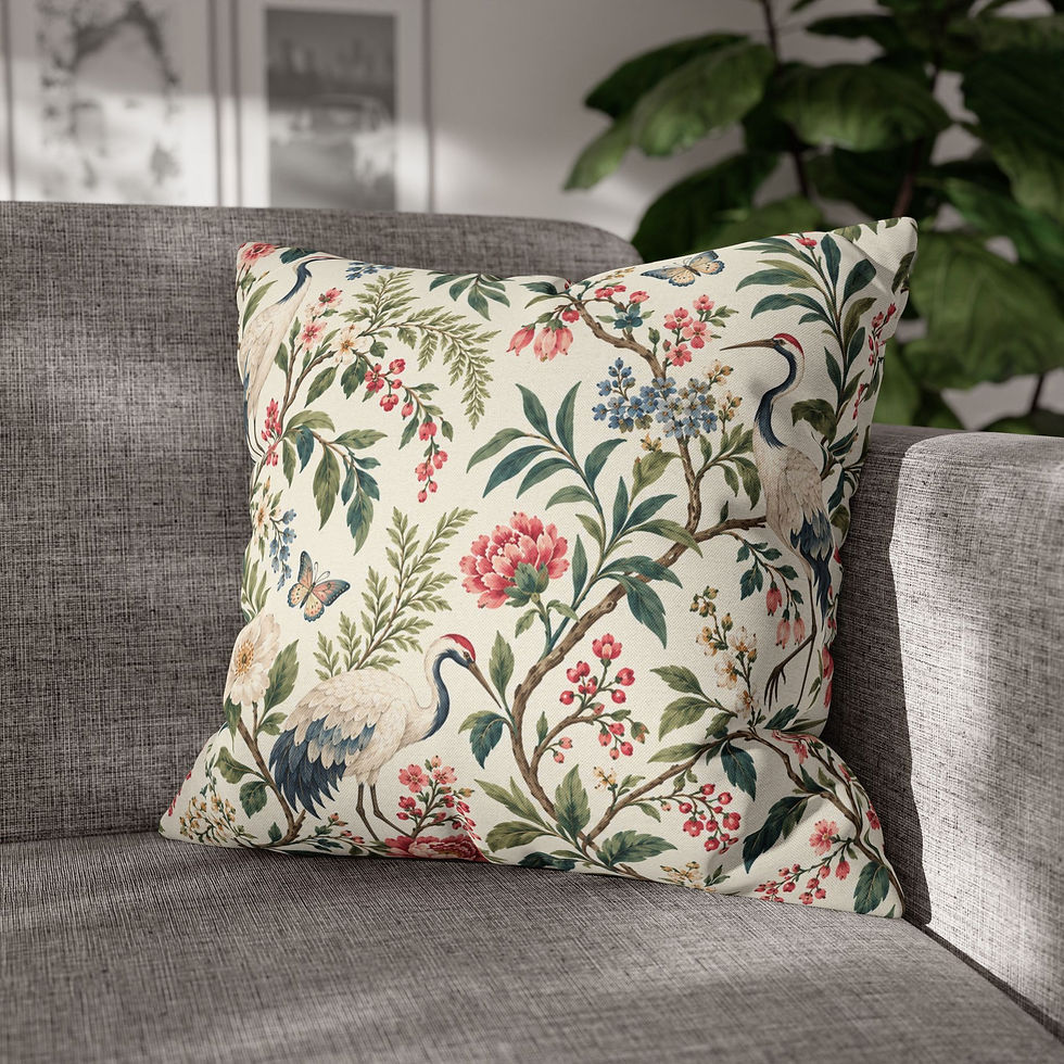 Thumbnail: Imperial Crane Chinoiserie Pillow Cover