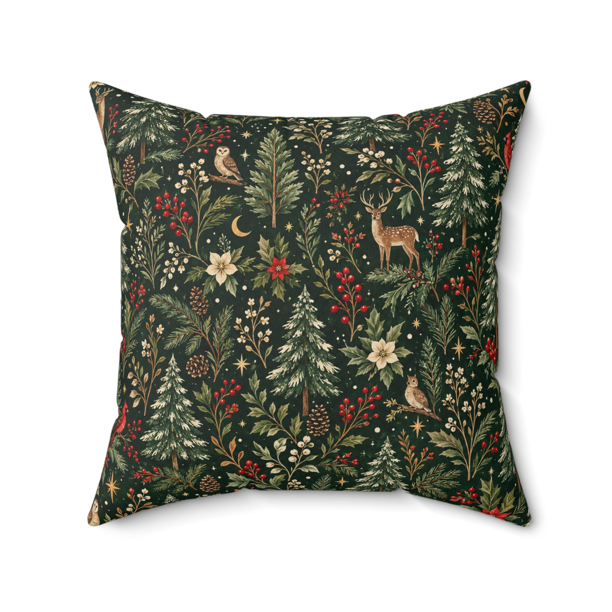 Midwinter Forest Faux Suede Throw Pillow