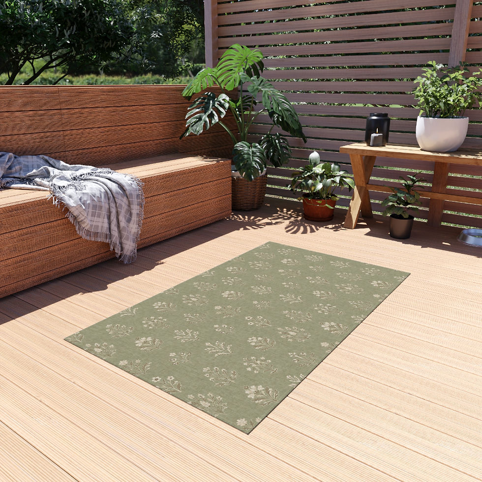 Thumbnail: Outdoor Rug — Sage Green Floral Patio Rug