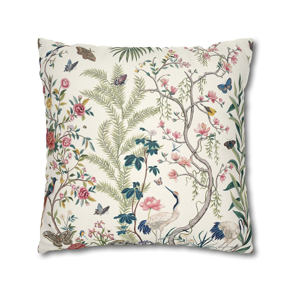 Thumbnail: Imperial Crane Chinoiserie Pillow Cover