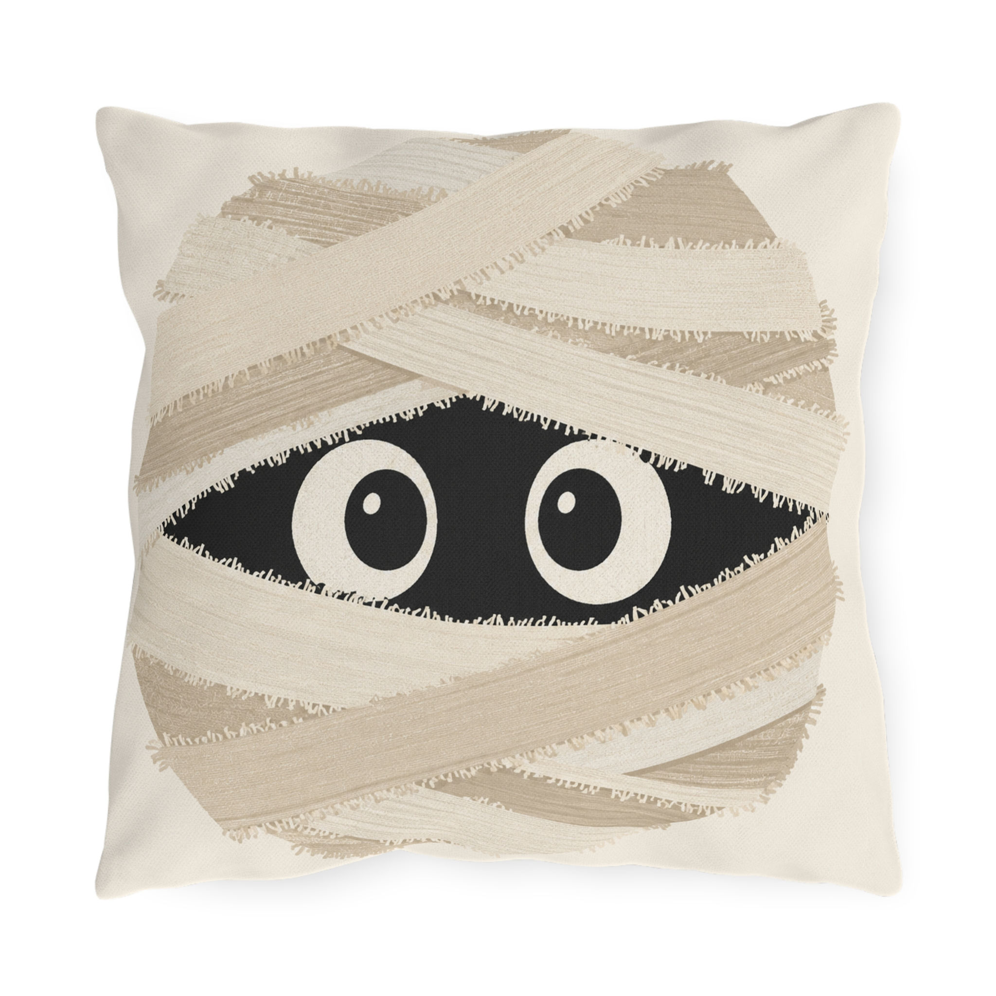 Mummy Eyes Outdoor Pillow — Cute Halloween Patio Cushion