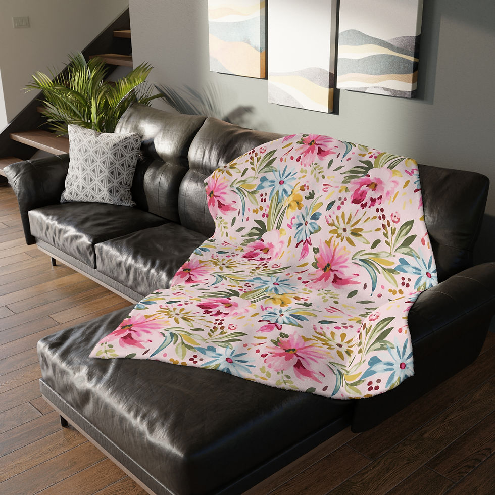 Thumbnail: Wildflower Whispers Velveteen Microfiber Blanket