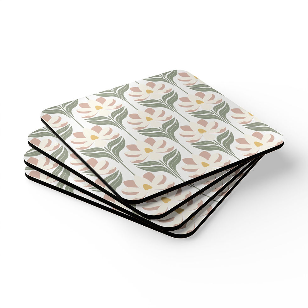 Thumbnail: Art Deco Tulip Cork Coaster Set 