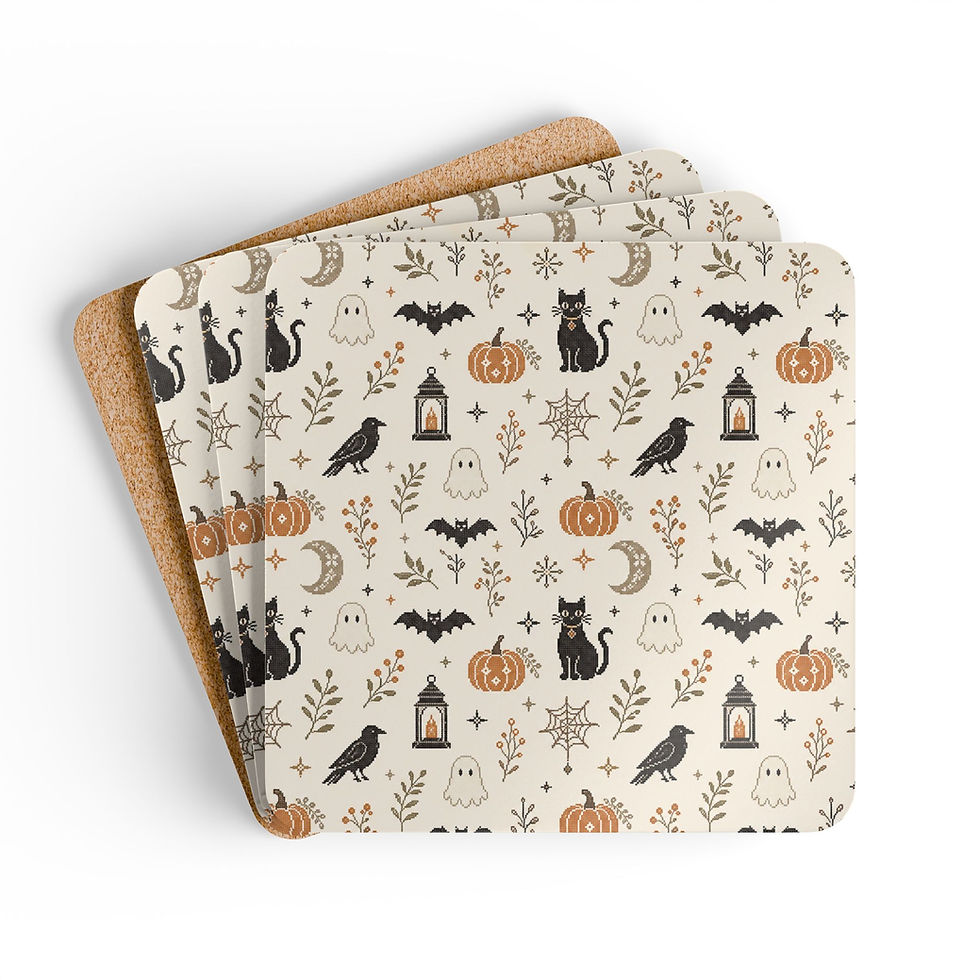 Thumbnail: Moonlit Mischief Cork Coaster Set 