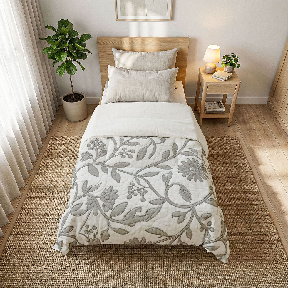 Thumbnail: Elegant Quilted Floral Vine Cotton Comforter